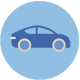icono de un coche sobre fondo azul